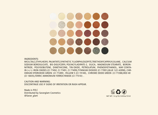 Fards à paupières Saranglam – teintes mates, satinées et pailletées